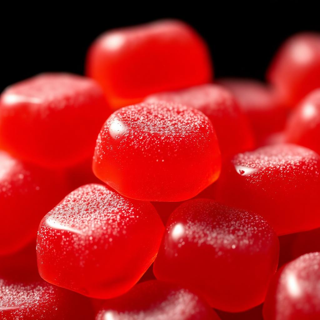 Close-up of red Vigor Boost male enhancement gummies